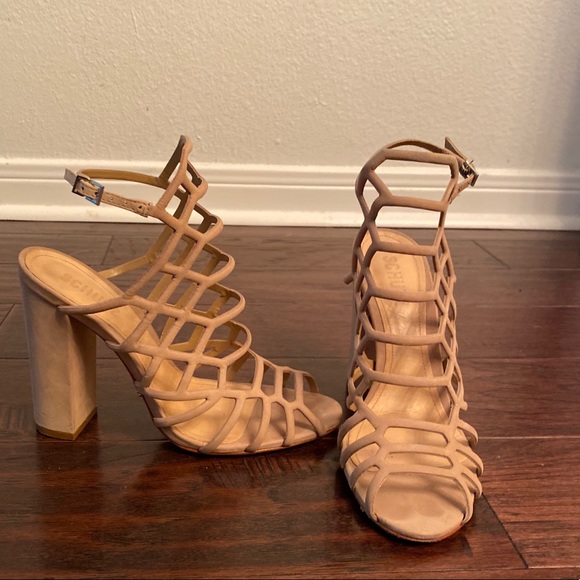 caged sandals block heel